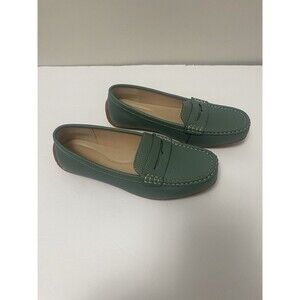 KORDAL Women's Comfortable & Lightweight Green Leather Penny Loafers 8.5